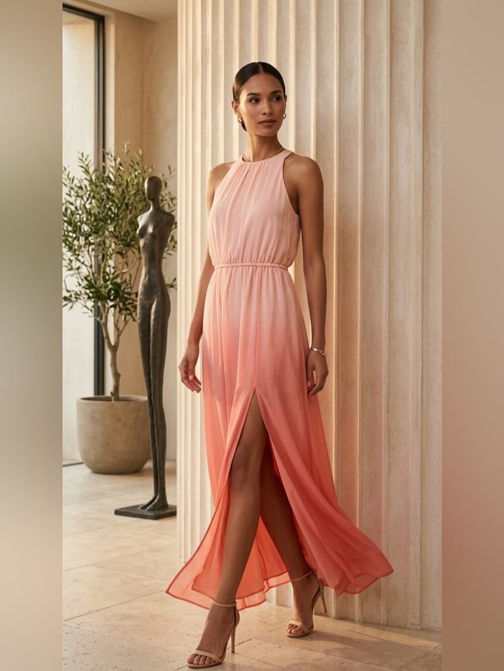LC Lauren Conrad Ombré Maxi Dress - Pink Gradient Sleeveless Gown Size:M - Picture 14 of 14